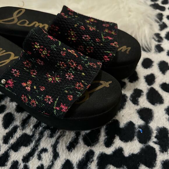Sam Edelman Wendi Floral Platform Slide Sandal Black Size 8 - Picture 5 of 6